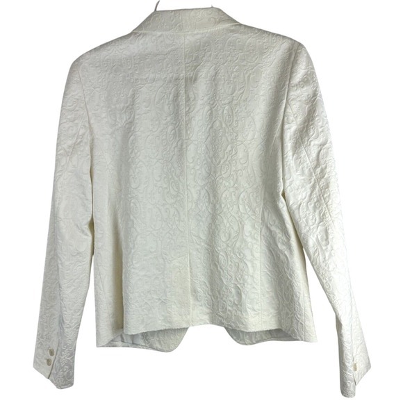 LOFT Ann Taylor White Jacquard Shawl Collar Blazer Jacket 8 Cocktail Party 65-36 - Picture 12 of 16